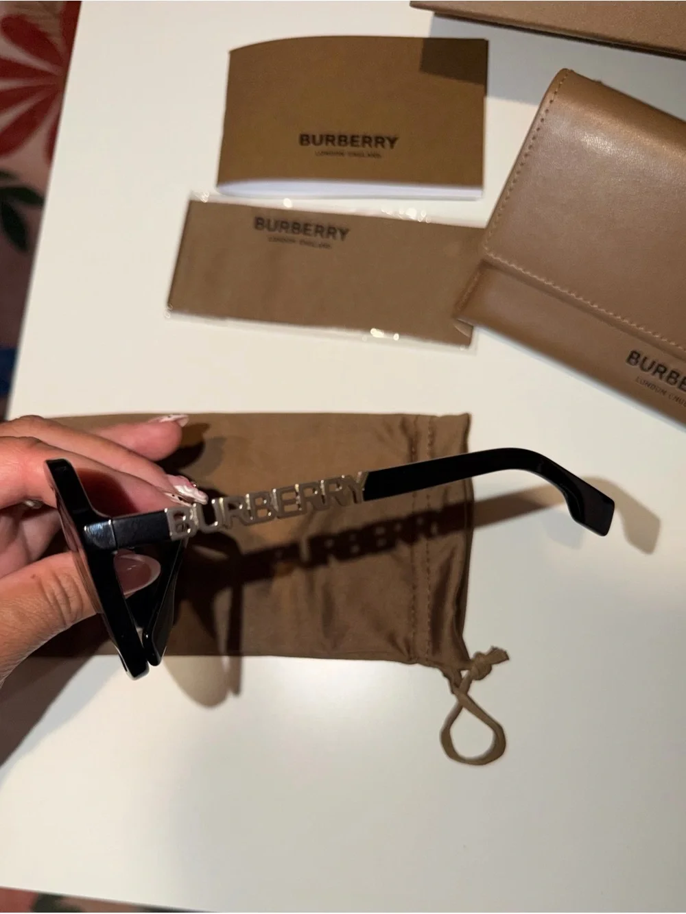 Burberry Joni Black Sunglasses with Tan Leather Case
